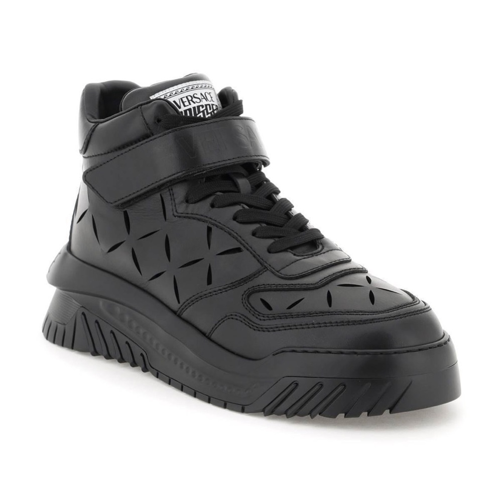 NWT Versace "Odissea" 2023 Leather Sneakers and featuring laser diamond cuts
